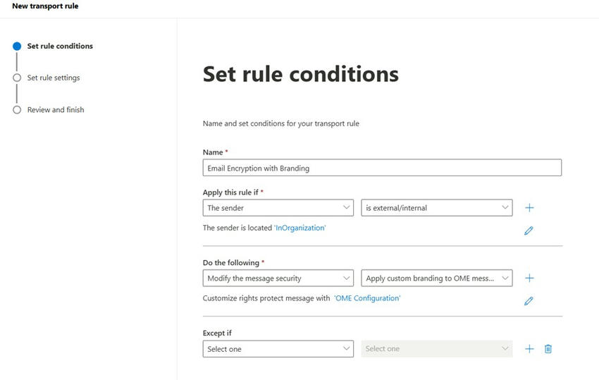 Set Rule Condition
